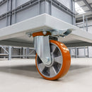 125mm Directional Lock Castor Yellow Polyurethane on Aluminium Wheel Ball Bearing Top Plate 500kg Load Capacity 1