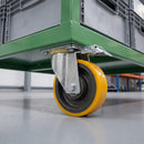 125mm Directional Lock Castor Yellow Polyurethane on Cast Iron Wheel Ball Bearing Top Plate 550kg Load Capacity 1