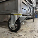 125mm Leading Brake Castor Black Rubber on Aluminium Wheel Ball Bearing Top Plate 300kg Load Capacity 4