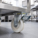 125mm Leading Brake Castor White Nylon Wheel Ball Bearing Top Plate 700kg Load Capacity 4