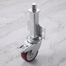 125mm Medium Duty Braked Swivel Jacking Castor Maroon Polyurethane on Nylon Wheel Roller Bearing 76mm Lift 150kg Load Capacity 2