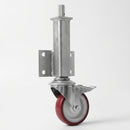 125mm Medium Duty Braked Swivel Jacking Castor Maroon Polyurethane on Nylon Wheel Roller Bearing 76mm Lift 150kg Load Capacity 4