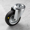 125mm Swivel Castor Black Anti-Static Rubber Wheel Roller Bearing 12mm Bolt Hole 100kg Load Capacity 2