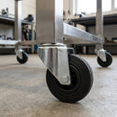 125mm swivel bolt hole castor with black rubber wheel and plain bearing, 100kg load capacity