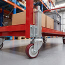 125mm Swivel Jacking Castor Maroon Polyurethane Wheel Roller Bearing 76mm Lift 150kg Load Capacity 1