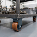 125mm Twin Wheel Fixed Gantry Castor Orange Polyurethane on Cast Iron Wheel Top Plate 800kg Load Capacity 3