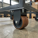 125mm Twin Wheel Fixed Gantry Castor Orange Polyurethane on Cast Iron Wheel Top Plate 800kg Load Capacity 4
