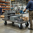 125mm Pressed Steel Fixed Castor with Black Rubber on Polypropylene Wheel - 110kg Load Capacity