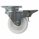 White Smoke Pressed Steel Braked Swivel Castors With White Nylon Wheel - 50mm & 75mm
