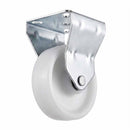 White Smoke Pressed Steel Fixed Castors With White Nylon Wheel - 50mm & 75mm