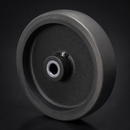 Black Rubber Wheel 200mm Cast Iron 25.4mm Roller Bearing