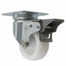 White Smoke Pressed Steel Braked Swivel Castors With White Nylon Wheel - 50mm & 75mm