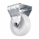 White Smoke Pressed Steel Fixed Castors With White Nylon Wheel - 50mm & 75mm