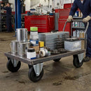 Dim Gray Pressed Steel Fixed Castors with Black Rubber on Polypropylene Wheel - 80mm to 150mm