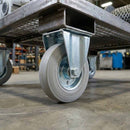 Slate Gray Pressed Steel Fixed Castors with Grey Rubber on Pressed Steel Wheel - 80mm to 200mm