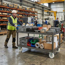 Dim Gray 150mm Pressed Steel Fixed Castor with White Nylon Wheel, 4-Hole Top Plate - 180kg Load Capacity