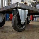Black Pressed Steel Fixed Castors with Black Rubber on Polypropylene Wheel - 80mm to 150mm