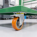 150mm Apex Braked Swivel Castor Orange Ergonomic Polyurethane on Aluminium Wheel Ball Bearing Top Plate 454kg Load Capacity 1