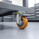 150mm Apex Braked Swivel Castor Orange Ergonomic Polyurethane on Aluminium Wheel Ball Bearing Top Plate 454kg Load Capacity 3