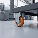 150mm Apex Fixed Castor Orange Ergonomic Polyurethane on Aluminium Wheel Ball Bearing Top Plate 454kg Load Capacity 1