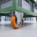 150mm Apex Fixed Castor Orange Ergonomic Polyurethane on Aluminium Wheel Ball Bearing Top Plate 454kg Load Capacity 3