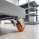 150mm Apex Leading Brake Castor Orange Ergonomic Polyurethane on Aluminium Wheel Ball Bearing Top Plate 454kg Load Capacity 1