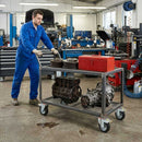 150mm Pressed Steel Swivel Castor Wheel with Directional Brake & Top Plate - Black Rubber - 130kg Load