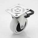 75mm Braked Furniture Castor – Soft White Wheel