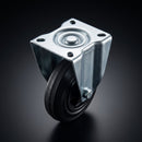 125mm Pressed Steel Fixed Castor with Black Rubber Wheel