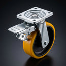 250mm Braked Heavy Duty Castor - Polyurethane on Cast Iron Wheel
