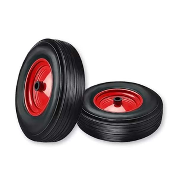 400mm Steel Centre Solid Rubber Tyre 1" (25.4mm) Roller Bearing Bore