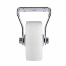 White Smoke Pressed Steel Fixed Castors With White Nylon Wheel - 50mm & 75mm