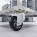160mm Braked Castor Black Rubber on Aluminium Wheel Ball Bearing Top Plate 400kg Load Capacity 1