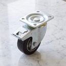 160mm Braked Castor Black Rubber on Aluminium Wheel Ball Bearing Top Plate 400kg Load Capacity 2