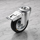 160mm Braked Swivel Castor Black Anti-Static Rubber Wheel Roller Bearing 12mm Bolt Hole 135kg Load Capacity 2