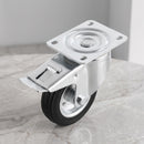 160mm Braked Swivel Castor Black Rubber on Pressed Steel Wheel Roller Bearing Top Plate 160kg Load Capacity 2