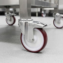 160mm Braked Swivel Castor Red Polyurethane on Nylon Wheel Roller Bearing 12mm Bolt Hole 200kg Load Capacity 1
