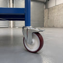 160mm Braked Swivel Castor Red Polyurethane on Nylon Wheel Roller Bearing 12mm Bolt Hole 200kg Load Capacity 3