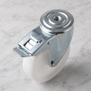 160mm Braked Swivel Castor White Nylon Wheel Roller Bearing 12mm Bolt Hole 200kg Load Capacity 2