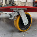 160mm Braked Swivel Castor Yellow Polyurethane on Cast Iron Wheel Top Plate 860kg Load Capacity 3