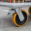 160mm Braked Swivel Castor Yellow Polyurethane on Cast Iron Wheel Top Plate 860kg Load Capacity 4