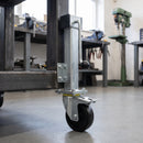 160mm Braked Swivel Jacking Castor Black Rubber Wheel Ball Bearing 200mm Lift 300kg Load Capacity 3