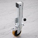 160mm Braked Swivel Jacking Castor Yellow Polyurethane Cast Iron Wheel Roller Bearing 200mm Lift 600kg Load Capacity 2