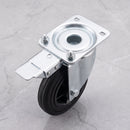 160mm directional lock top plate castor black rubber wheel 150kg, top view on grey marble