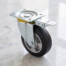 160mm Directional Lock Castor Black Rubber on Aluminium Wheel Ball Bearing Top Plate 400kg Load Capacity 2
