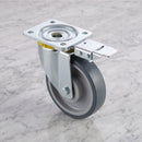 160mm Directional Lock Castor Grey Electro Conductive Polyurethane Wheel Top Plate 350kg Load Capacity 1