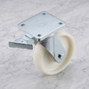 160mm Directional Lock Castor White Cast Nylon Wheel Ball Bearing Top Plate 900kg Load Capacity 4