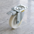 160mm Directional Lock Castor White Nylon Wheel Ball Bearing Top Plate 700kg Load Capacity 2