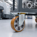 160mm Directional Lock Castor Yellow Polyurethane on Aluminium Wheel Ball Bearing Top Plate 700kg Load Capacity 4