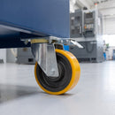 160mm Directional Lock Castor Yellow Polyurethane on Cast Iron Wheel Ball Bearing Top Plate 700kg Load Capacity 1